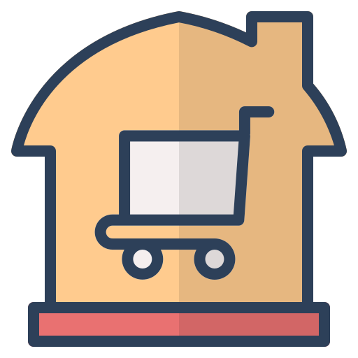 Cart, house, invesment, property, real estate, shopping, trolley icon